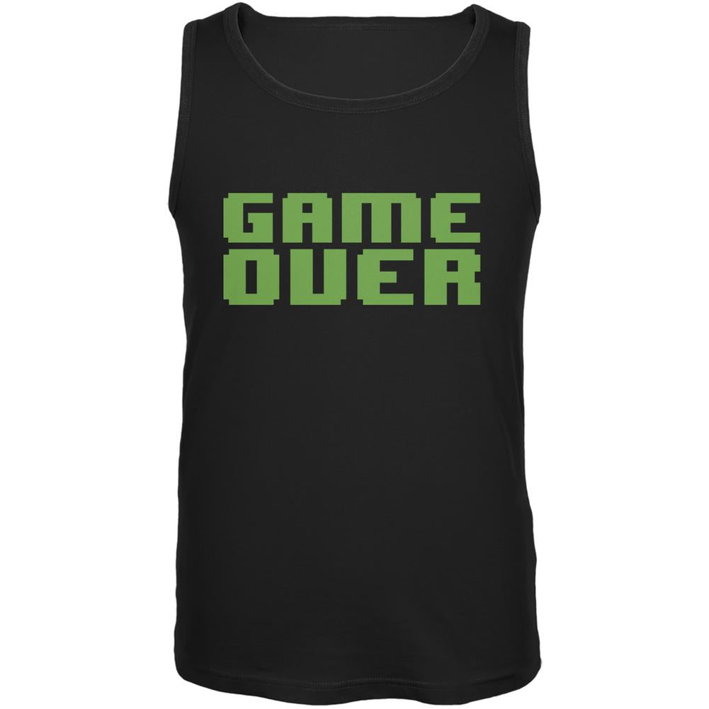 8 Bit Game Over Black Adult Tank Top Men's Tank Tops Old Glory SM Black 