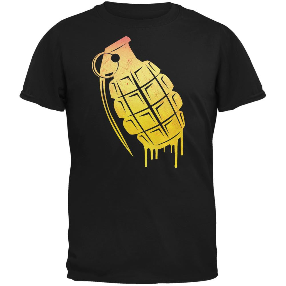 Dripping Grenade Black Adult T-Shirt Men's T-Shirts Old Glory 2XL Black 