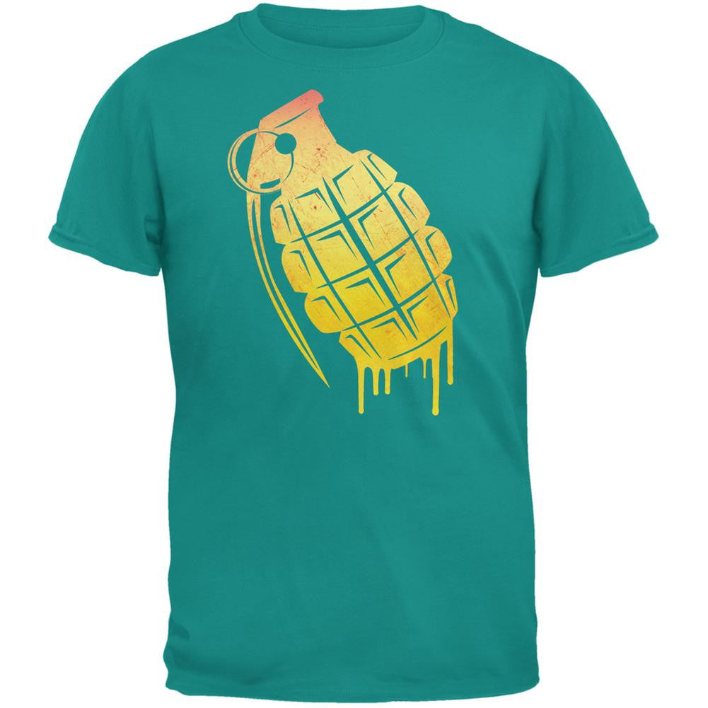 Dripping Grenade Jade Green Adult T-Shirt Men's T-Shirts Old Glory 2XL Green 