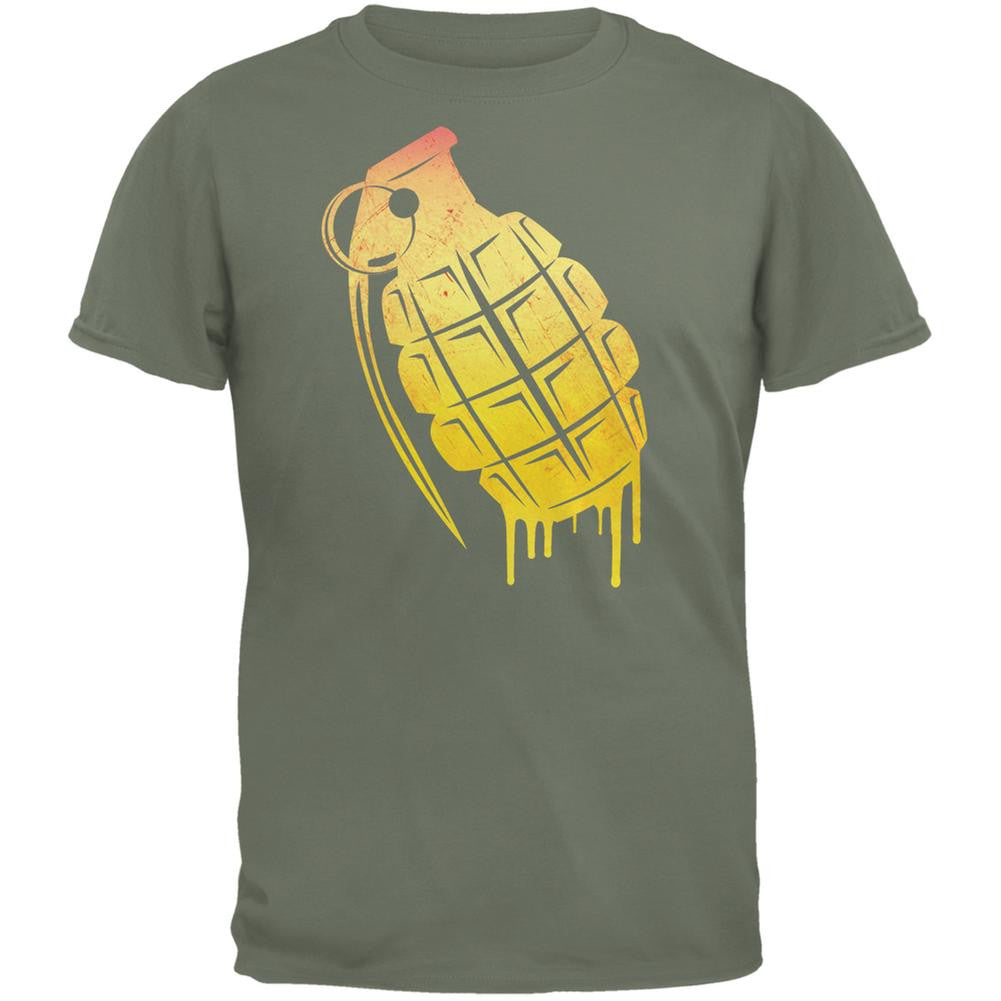 Dripping Grenade Military Green Adult T-Shirt Men's T-Shirts Old Glory 2XL Green 