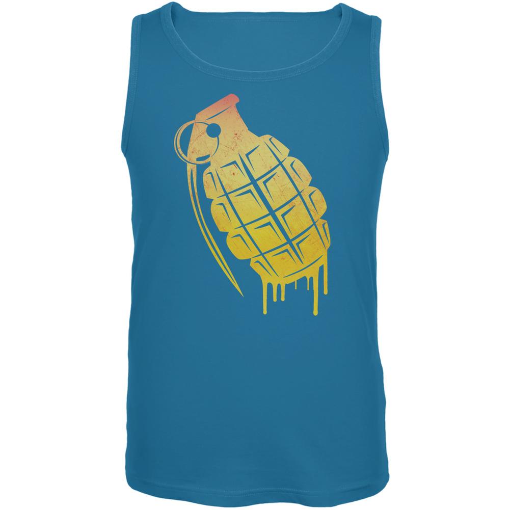 Dripping Grenade Turquoise Adult Tank Top Men's Tank Tops Old Glory LG Blue 