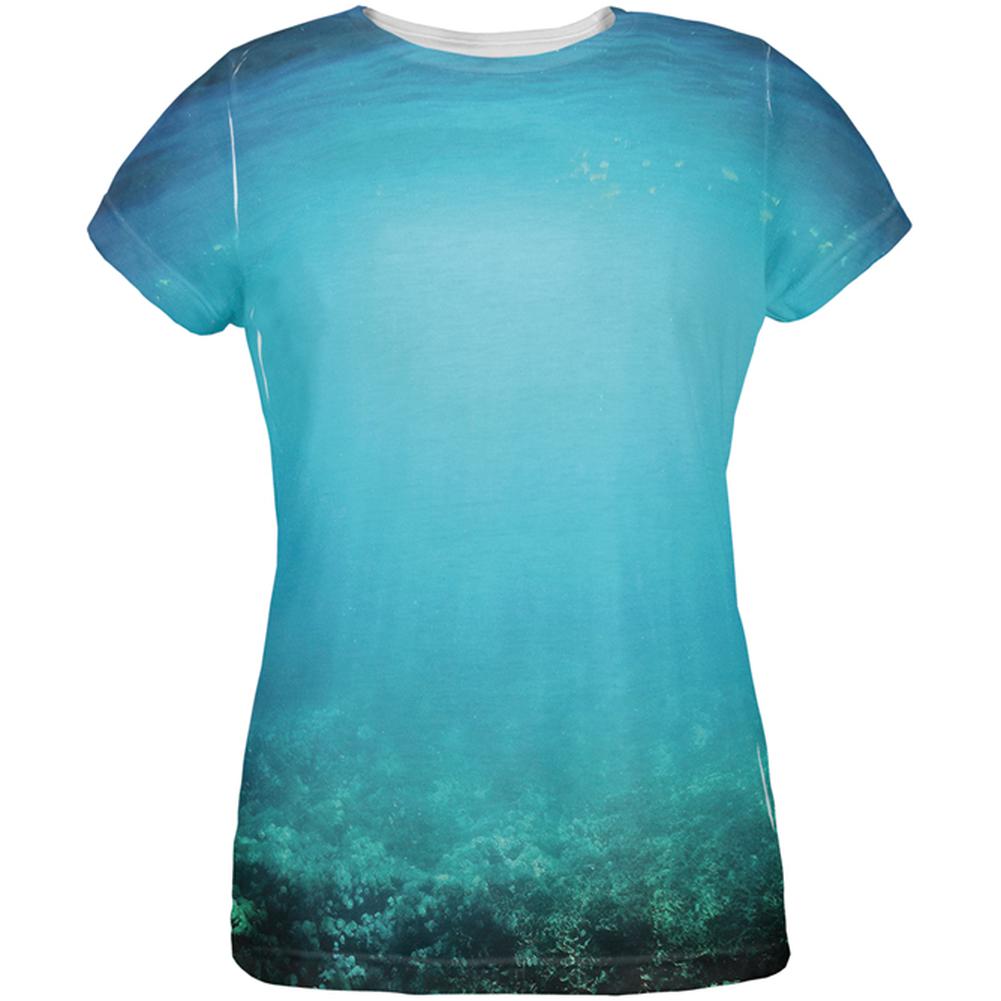 Under Sea Water All Over Womens T-Shirt Women's T-Shirts Old Glory 2XL White 