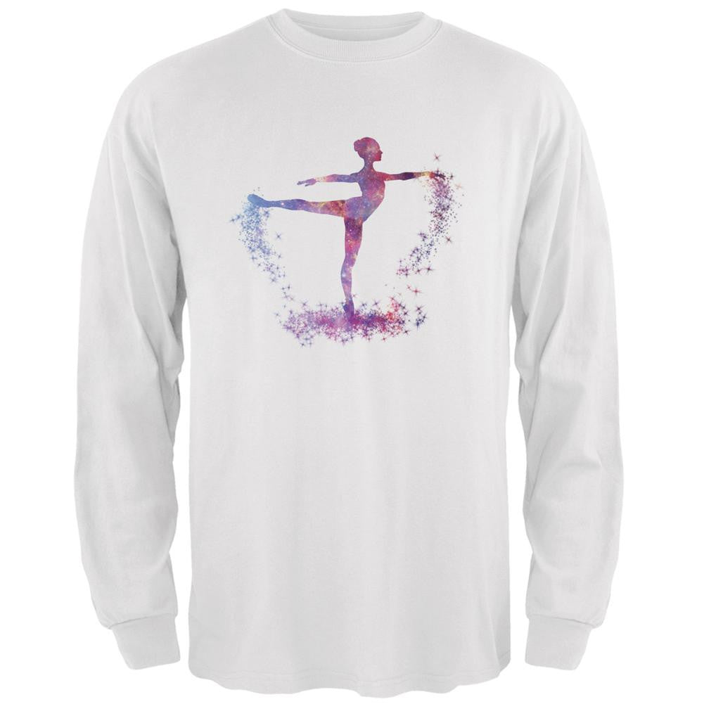 Galaxy Ballarina Dancer White Adult Long Sleeve T-Shirt Men's Long Sleeves Old Glory 2XL White 