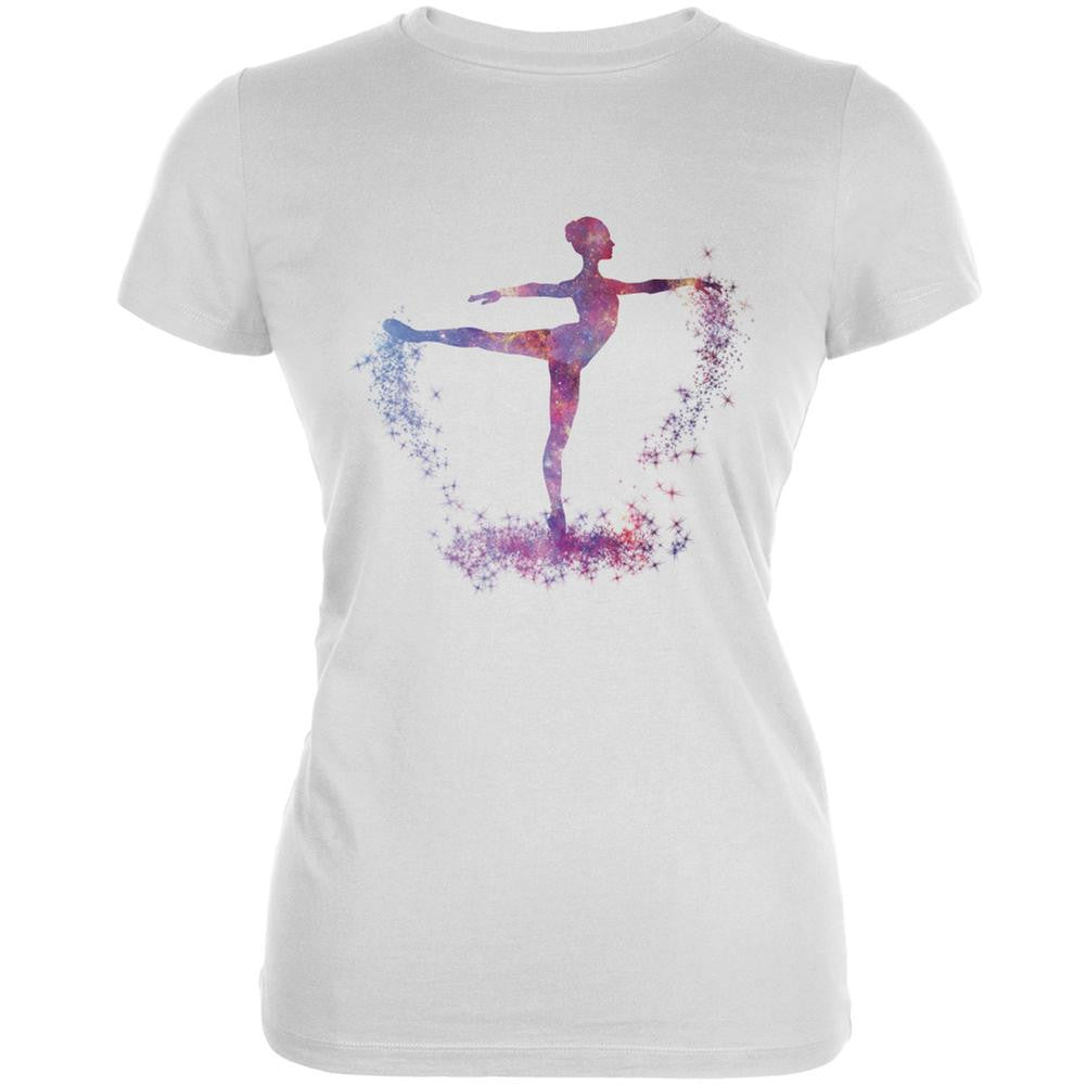 Galaxy Ballarina Dancer White Juniors Soft T-Shirt Juniors T-Shirts Old Glory 2XL White 