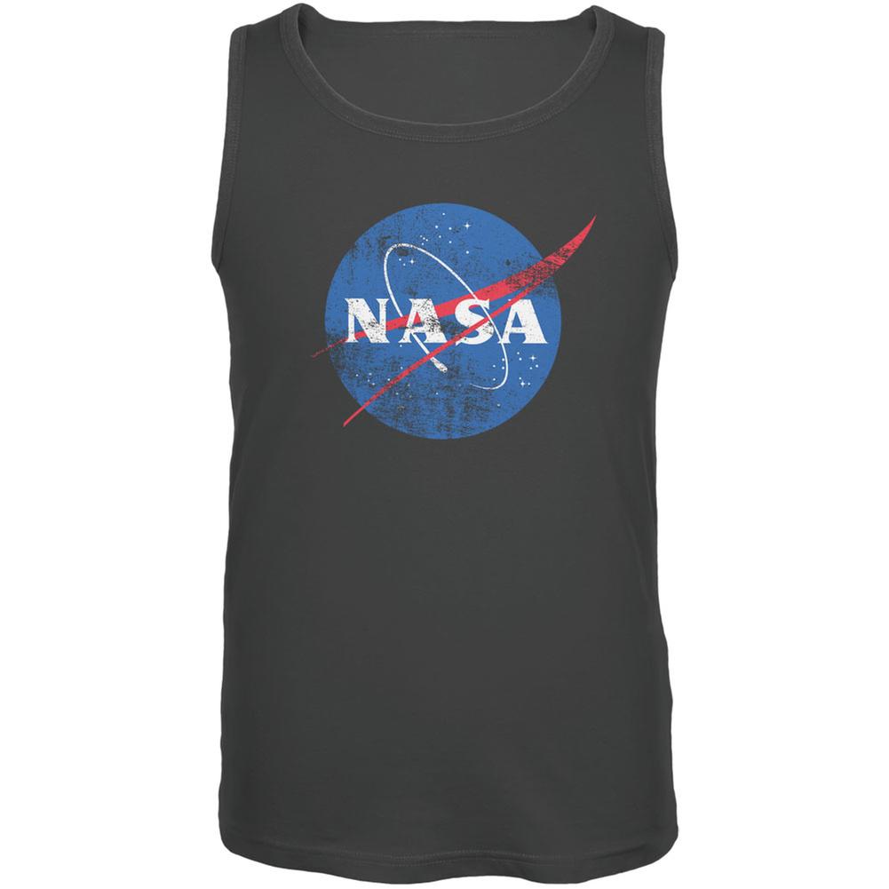 NASA Distressed Logo Charcoal Grey Adult Tank Top Men's Tank Tops NASA 2XL Grey 