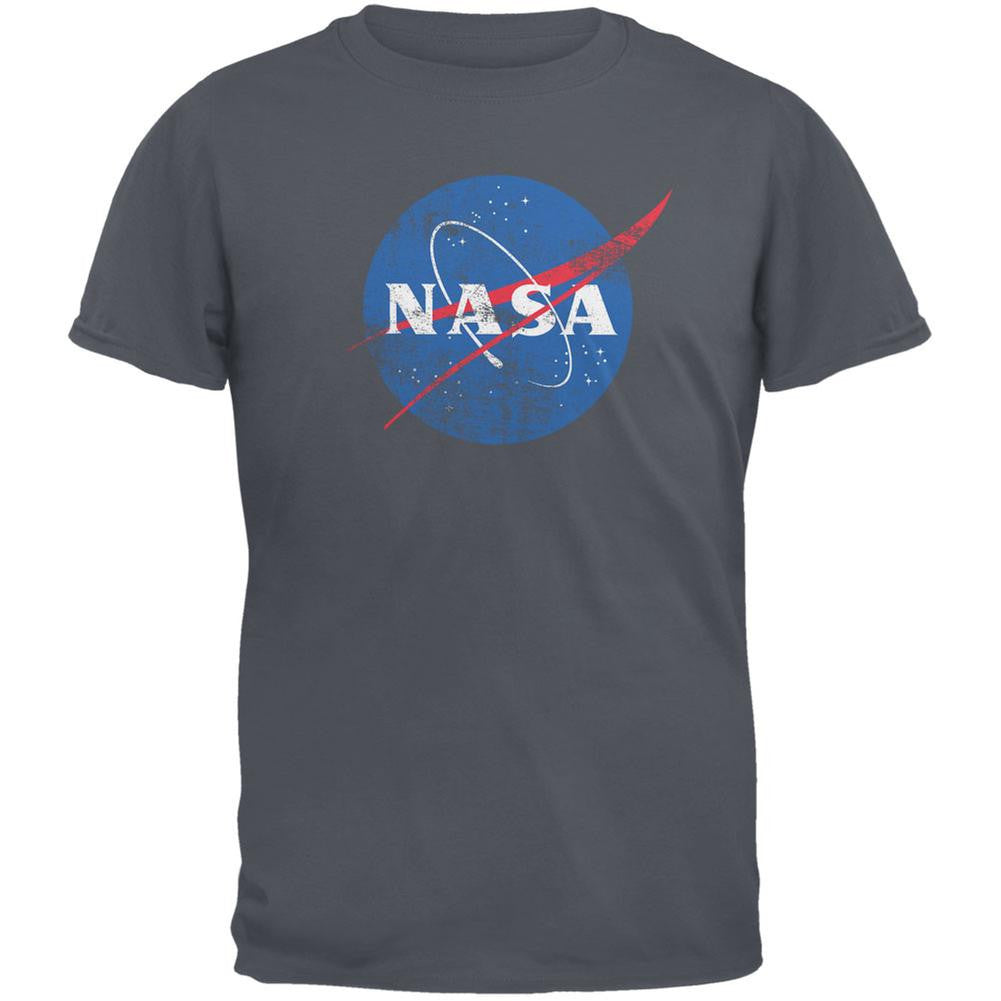 NASA Distressed Logo Charcoal Youth T-Shirt Youth T-Shirts NASA LG Grey 