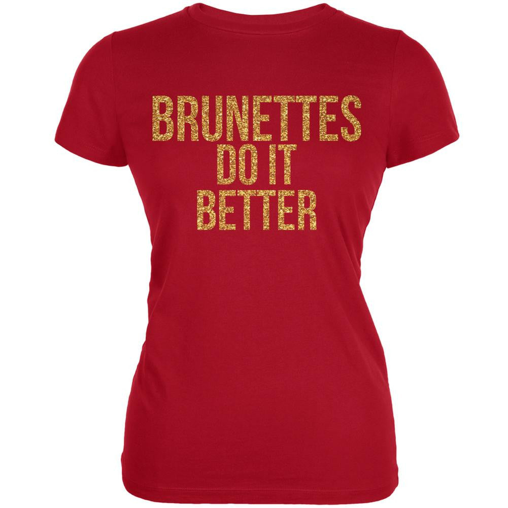 Brunettes Do It Better Red Juniors Soft T-Shirt Juniors T-Shirts Old Glory 2XL Red 