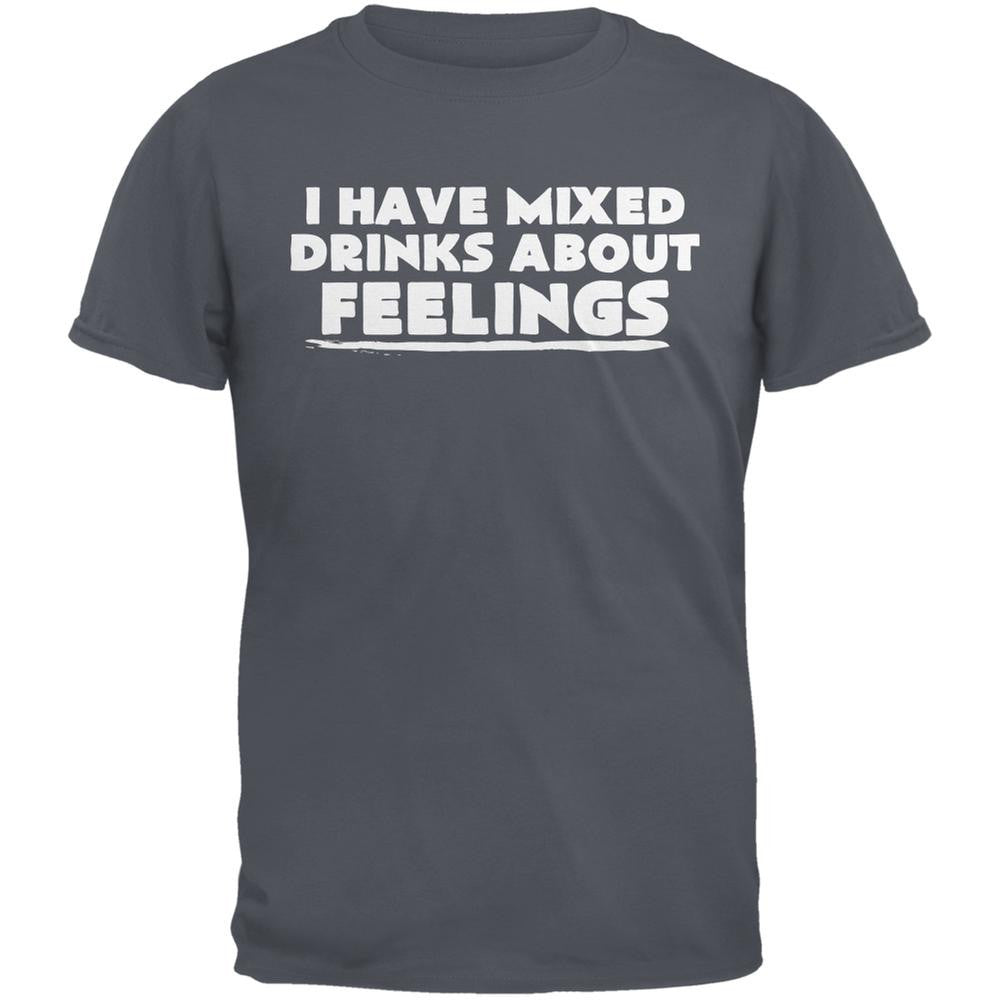 I Have Mixed Drinks About Feelings Charcoal Grey Adult T-Shirt Men's T-Shirts Old Glory SM Grey 