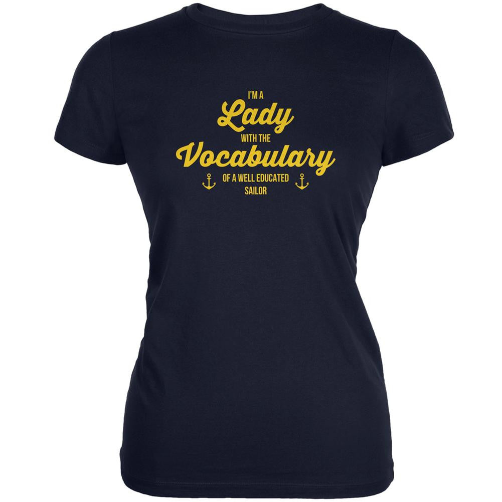 I'm A Lady With A Sailor's Vocabulary Navy Juniors Soft T-Shirt Juniors T-Shirts Old Glory 2XL Blue 