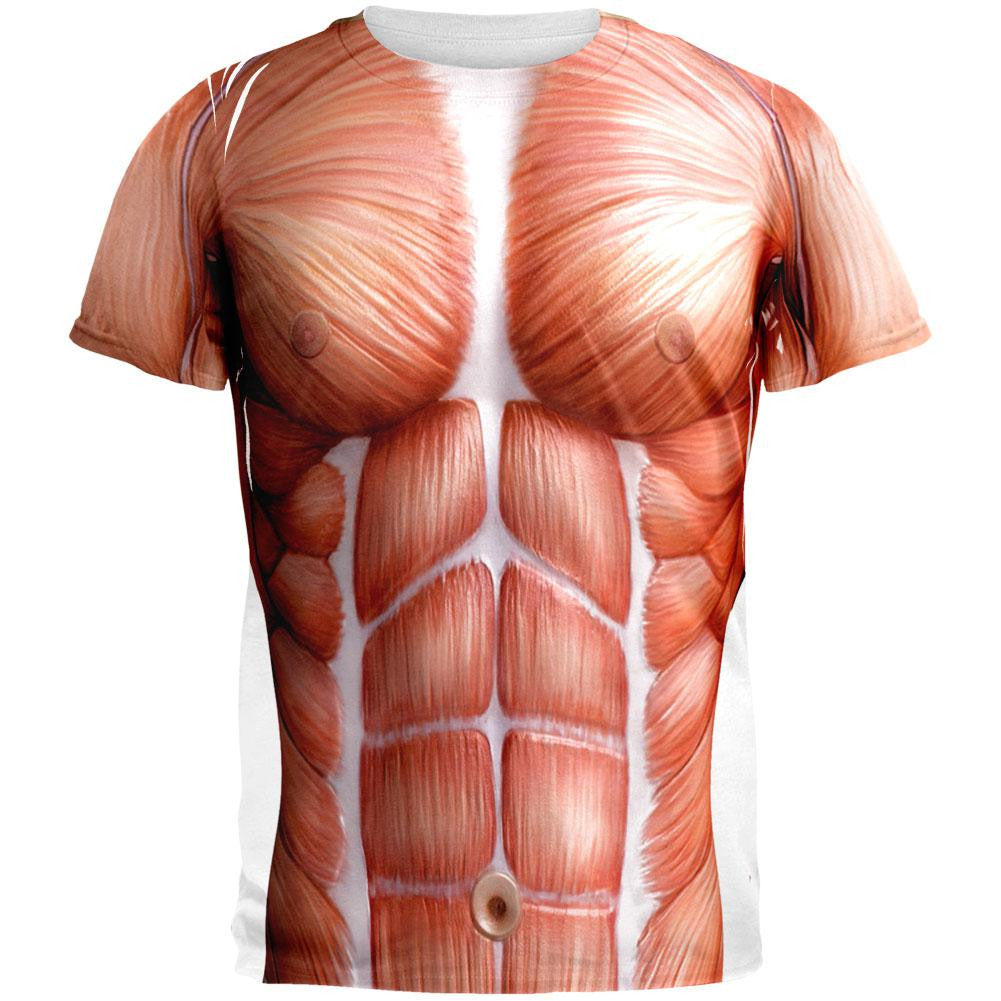 Halloween Muscle Anatomy Costume All Over Adult T-Shirt Men's T-Shirts Old Glory 2XL Multi 