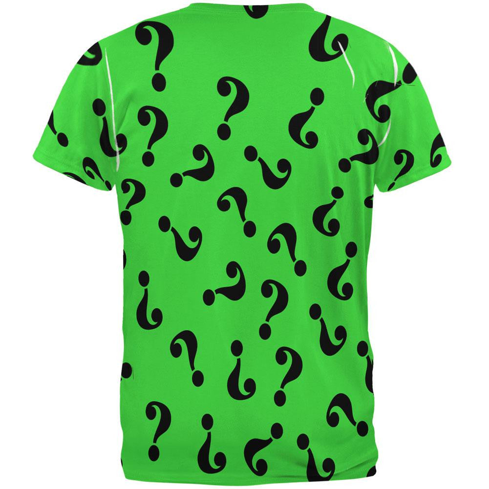 Halloween Riddle Me This Costume All Over Adult T-Shirt Men's T-Shirts Old Glory   