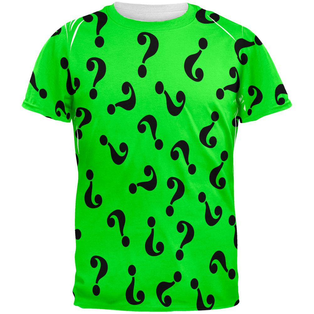 Halloween Riddle Me This Costume All Over Adult T-Shirt Men's T-Shirts Old Glory 2XL Multi 