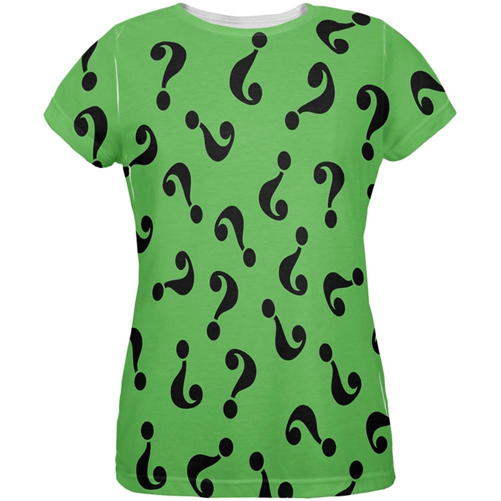 Halloween Riddle Me This Costume All Over Womens T-Shirt Women's T-Shirts Old Glory 2XL Multi 