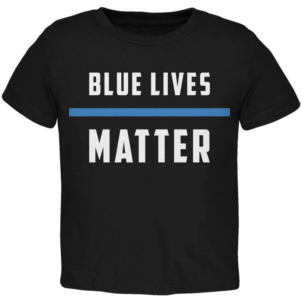 Police Blue Lives Matter Thin Blue Line Black Toddler T-Shirt Toddler T-Shirts Old Glory 2T Black 