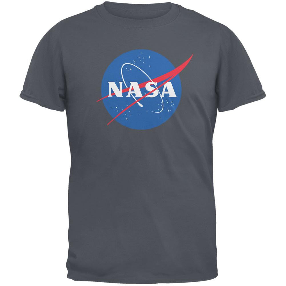 NASA Logo Charcoal Grey Adult T-Shirt Men's T-Shirts NASA 2XL Grey 