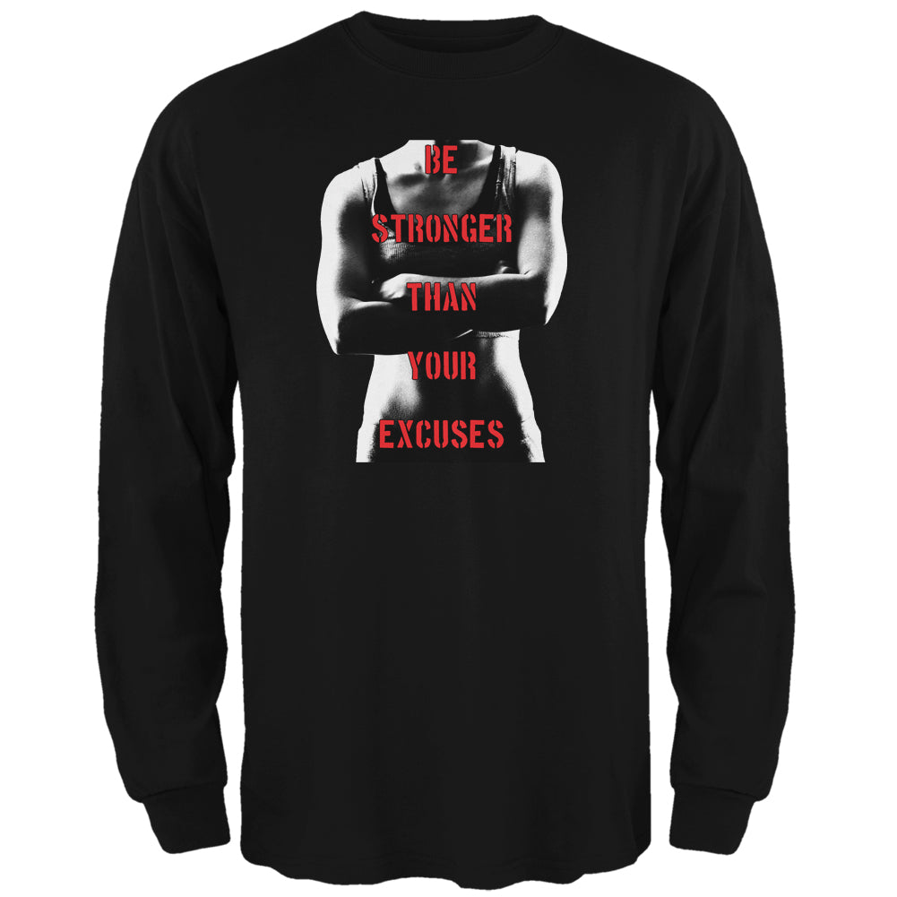 Crossfit Stronger than Your Excuses Black Adult Long Sleeve T-Shirt Men's Long Sleeves Old Glory 2XL Black 