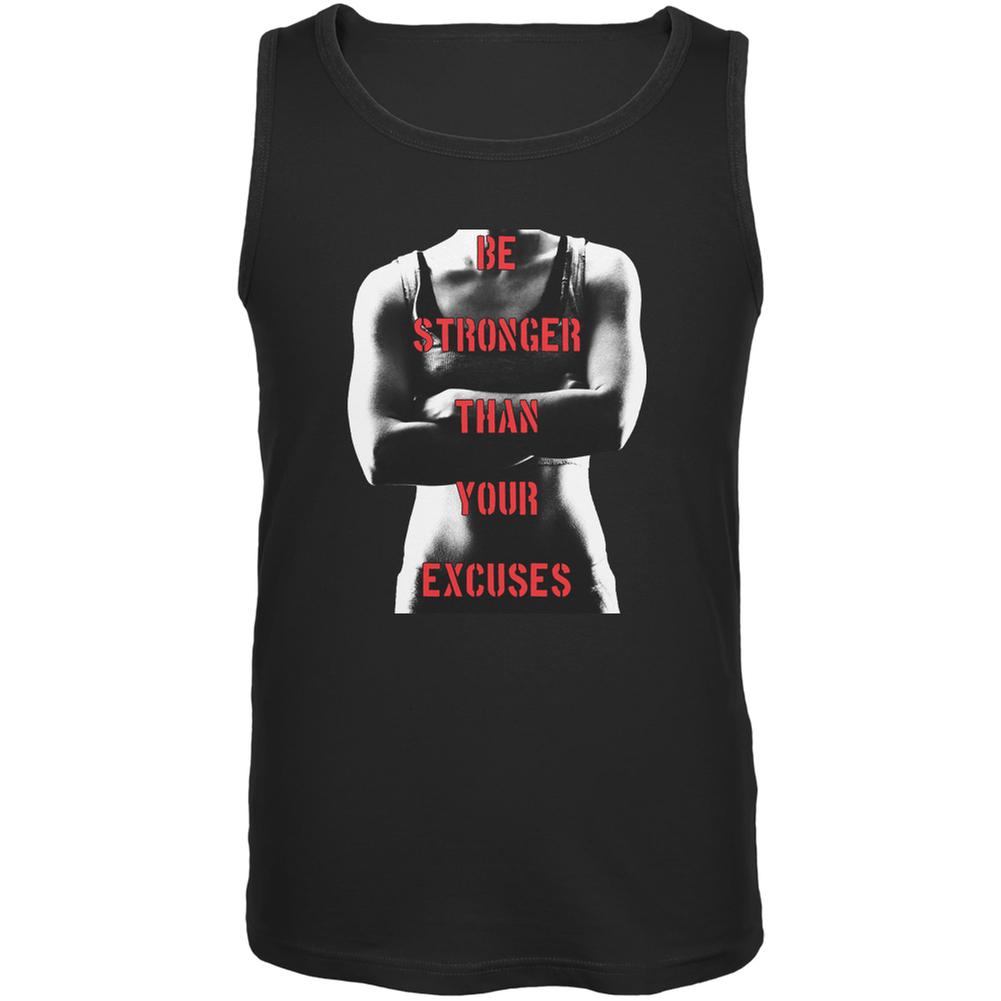 Crossfit Stronger than Your Excuses Black Adult Tank Top Men's Tank Tops Old Glory 2XL Black 