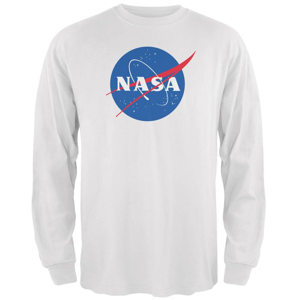 NASA Logo White Adult Long Sleeve T-Shirt Men's Long Sleeves NASA 2XL White 