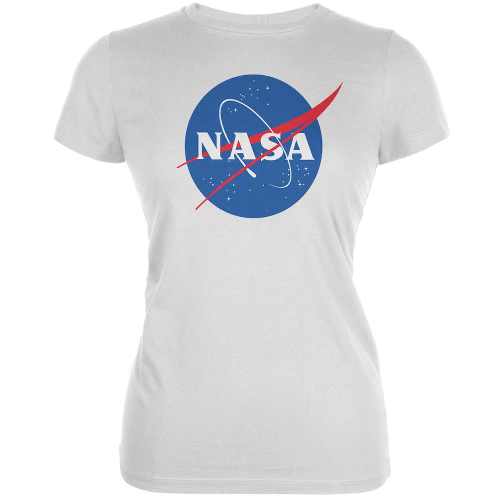 NASA Logo White Juniors Soft T-Shirt Juniors T-Shirts NASA 2XL White 