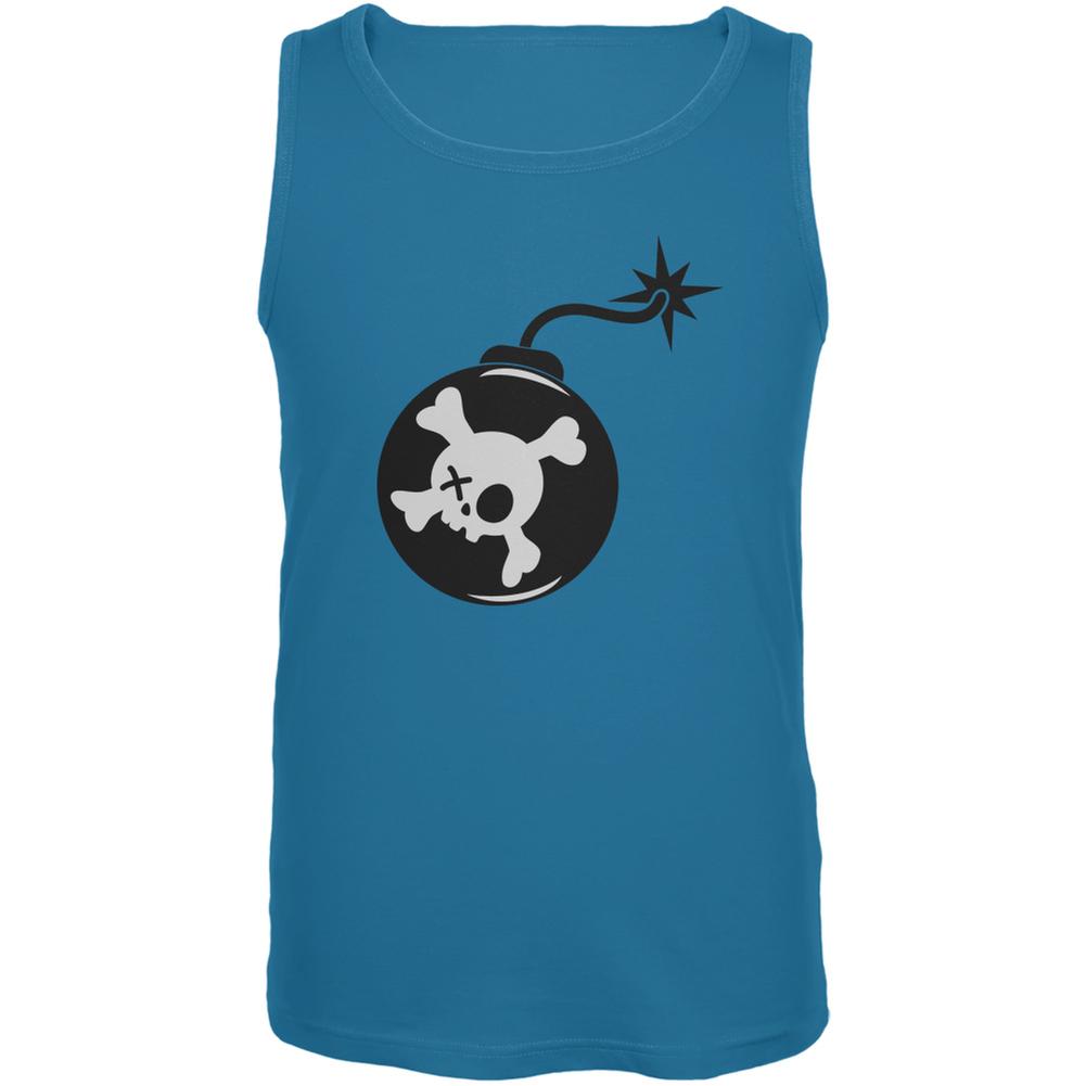 Skull Bomb Turquoise Adult Tank Top Men's Tank Tops Old Glory 2X Blue 