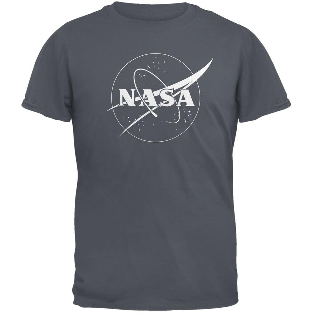 NASA Outline Logo Charcoal Grey Adult T-Shirt Men's T-Shirts NASA 2XL Grey 