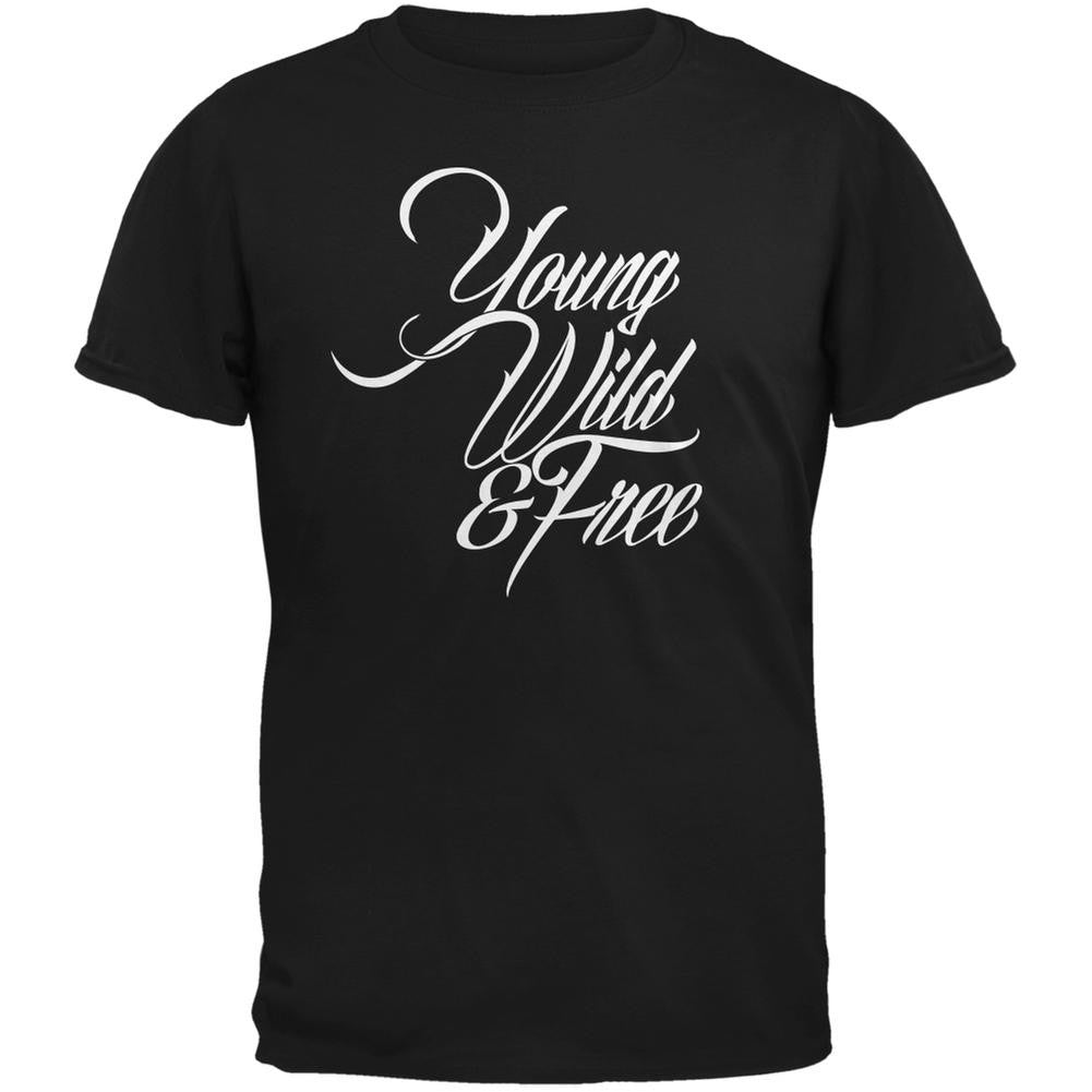 Young Wild & Free Black Adult T-Shirt Men's T-Shirts Old Glory 2XL Black 