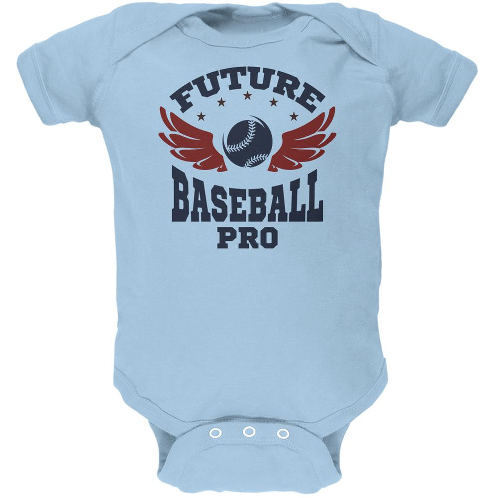 Future Baseball Pro Light Blue Soft Baby One Piece Baby One Piece Old Glory 0-3M Blue 