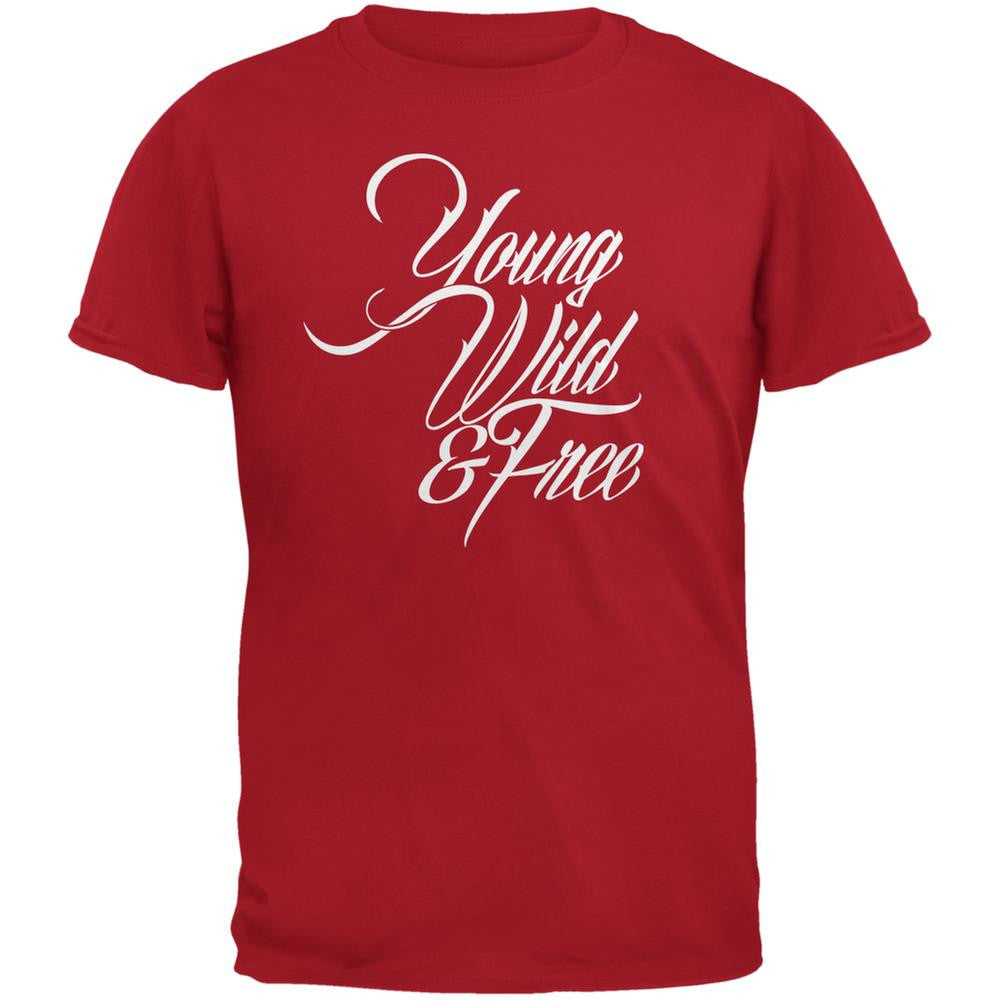 Young Wild & Free Red Adult T-Shirt Men's T-Shirts Old Glory 2XL Red 