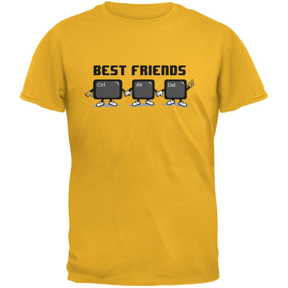 Ctrl Alt Delete Best Friends Gold Adult T-Shirt Men's T-Shirts Old Glory 2XL Yellow 