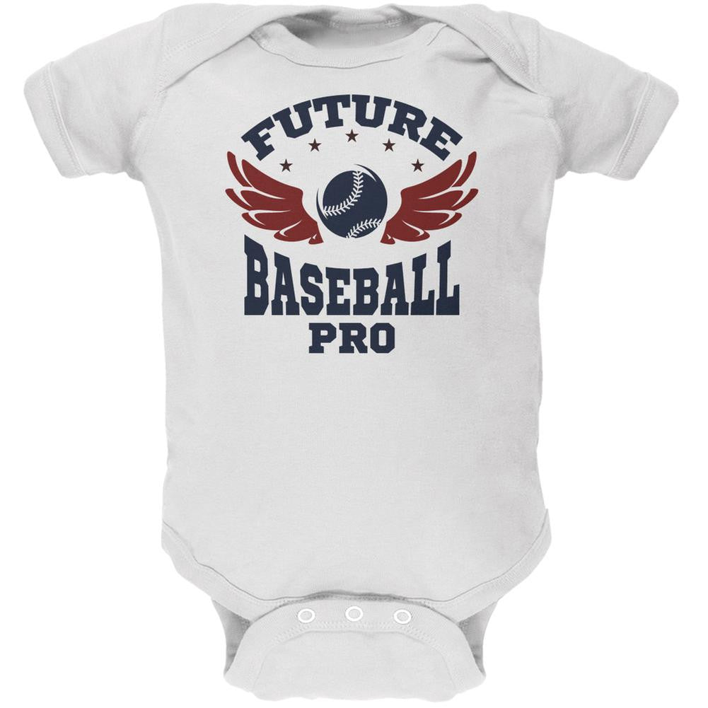 Future Baseball Pro White Soft Baby One Piece Baby One Piece Old Glory 0-3M White 