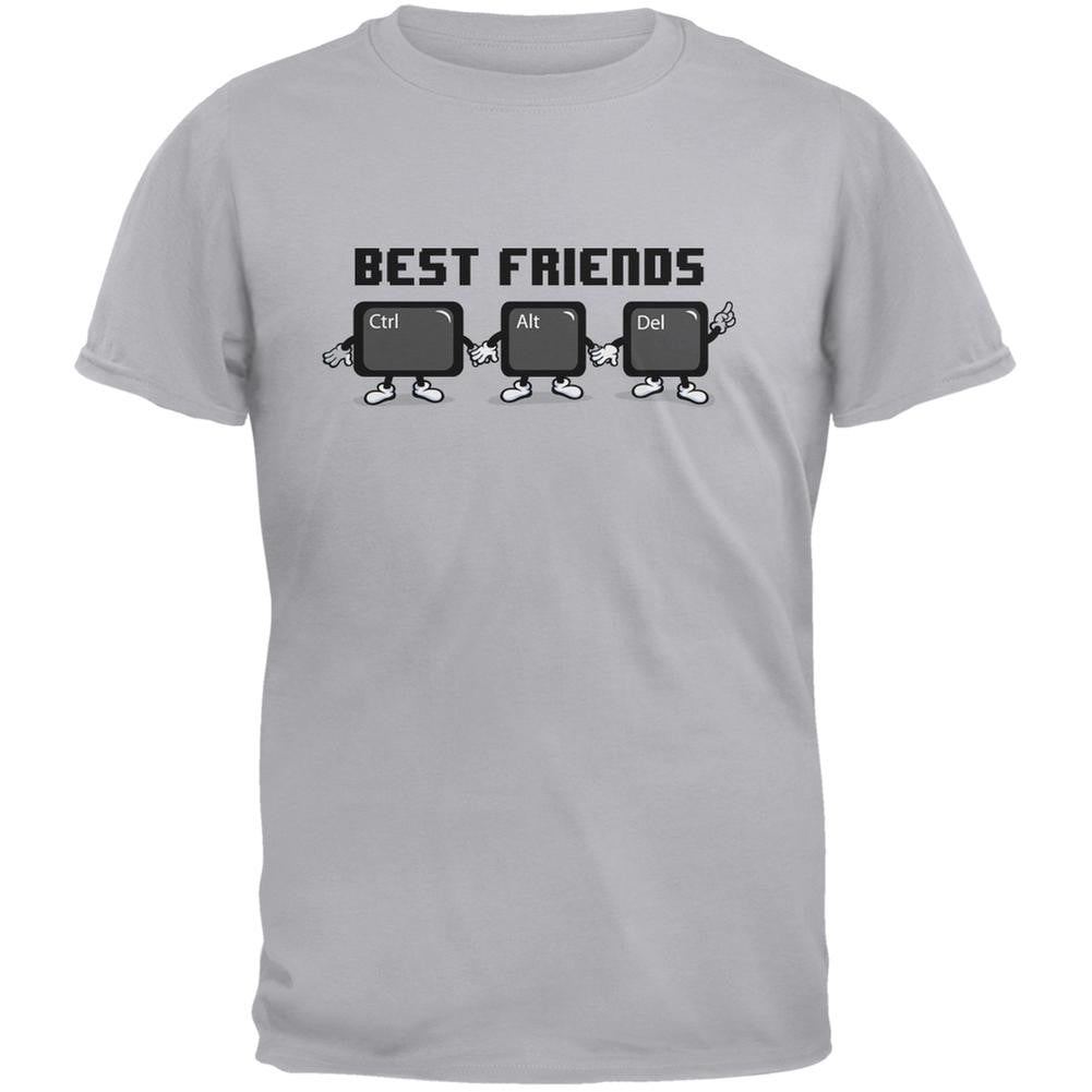 Ctrl Alt Delete Best Friends Light Heather Grey Adult T-Shirt Men's T-Shirts Old Glory 2XL Grey 