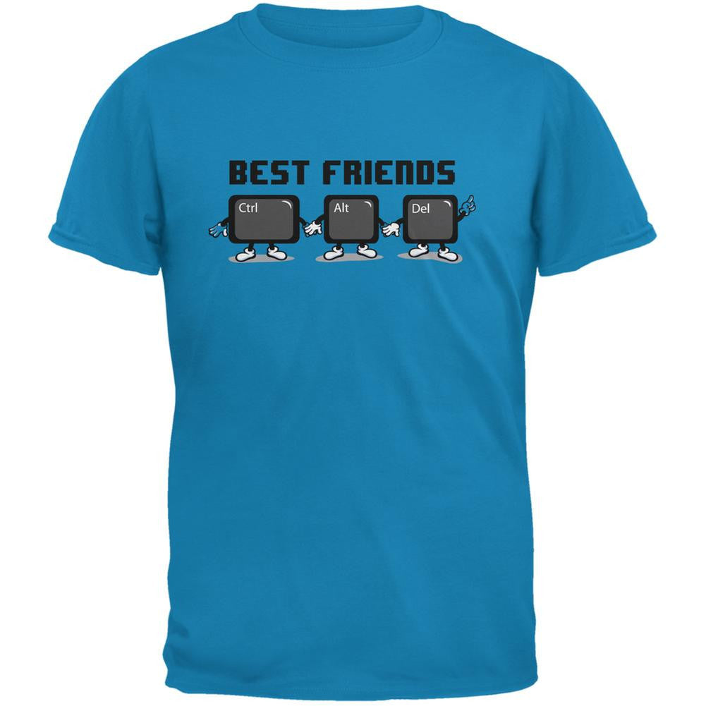 Ctrl Alt Delete Best Friends Sapphire Blue Adult T-Shirt Men's T-Shirts Old Glory 2XL Blue 