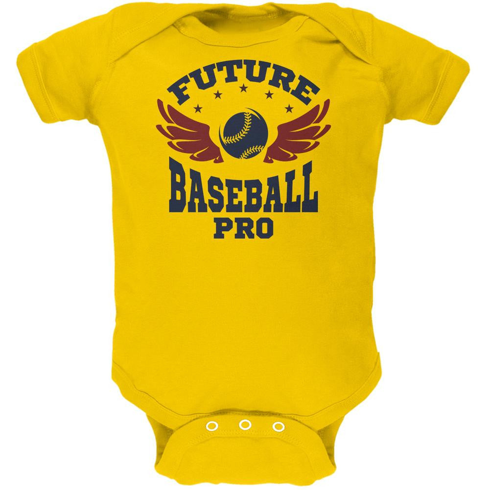 Future Baseball Pro Yellow Soft Baby One Piece Baby One Piece Old Glory 0-3M Yellow 