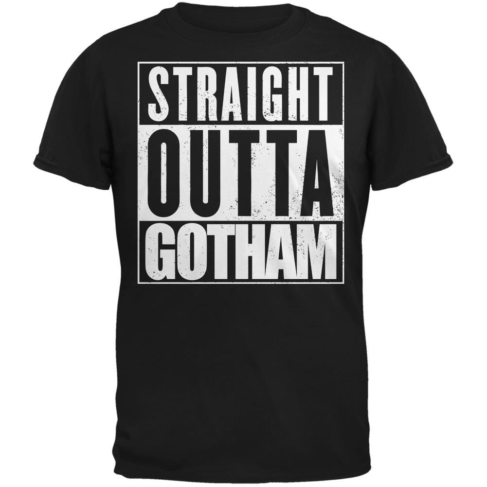 Straight Outta Gotham Black Adult T-Shirt Men's T-Shirts Old Glory 2XL Black 
