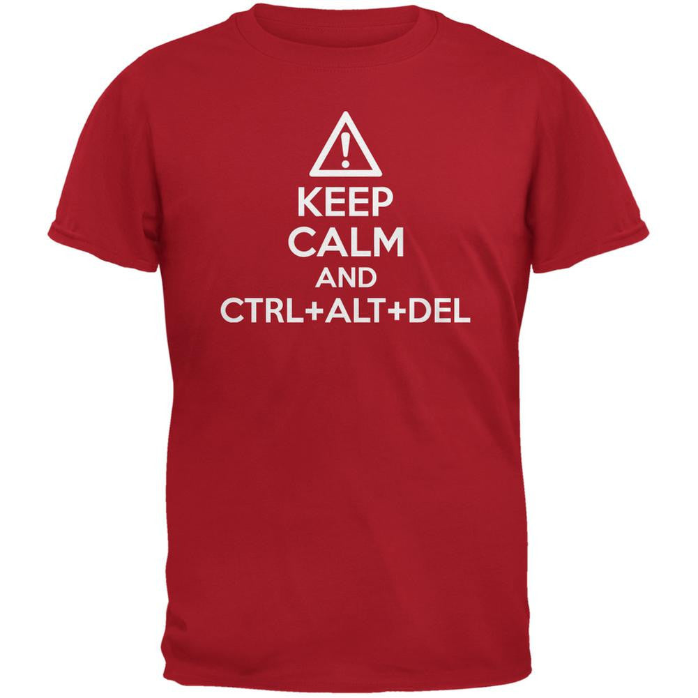 Keep Calm and Ctrl Alt Del Red Adult T-Shirt Men's T-Shirts Old Glory 2XL Red 