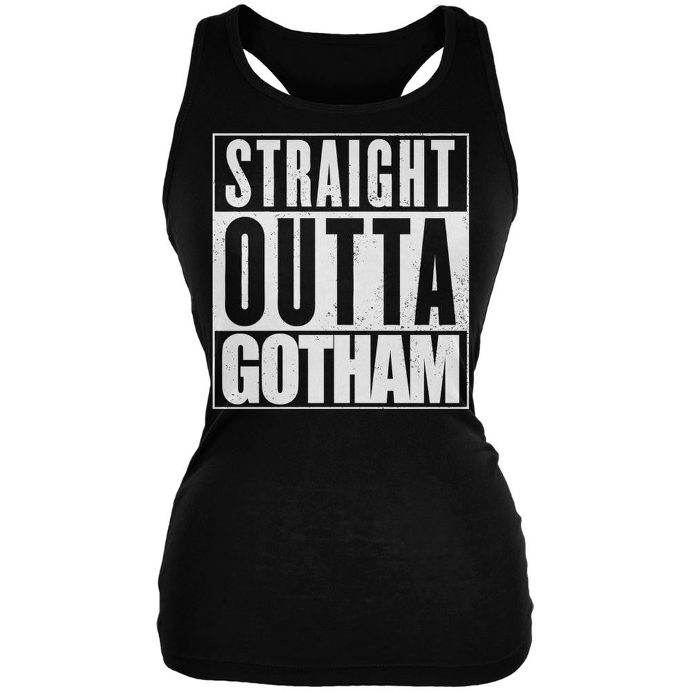 Straight Outta Gotham Black Juniors Soft Tank Top Juniors Tank Tops Old Glory 2XL Black 