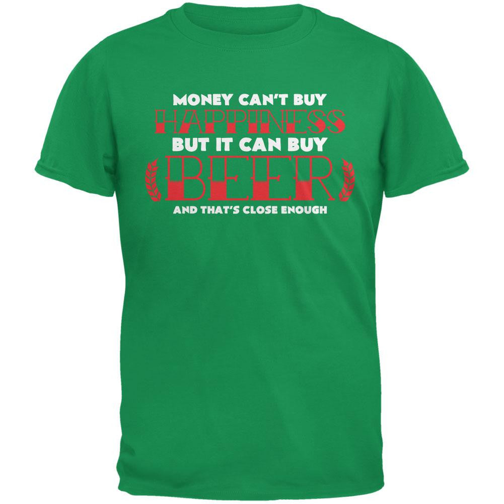 Money Can't Buy Happiness But It Buys Beer Irish Green Adult T-Shirt Men's T-Shirts Old Glory SM Green 