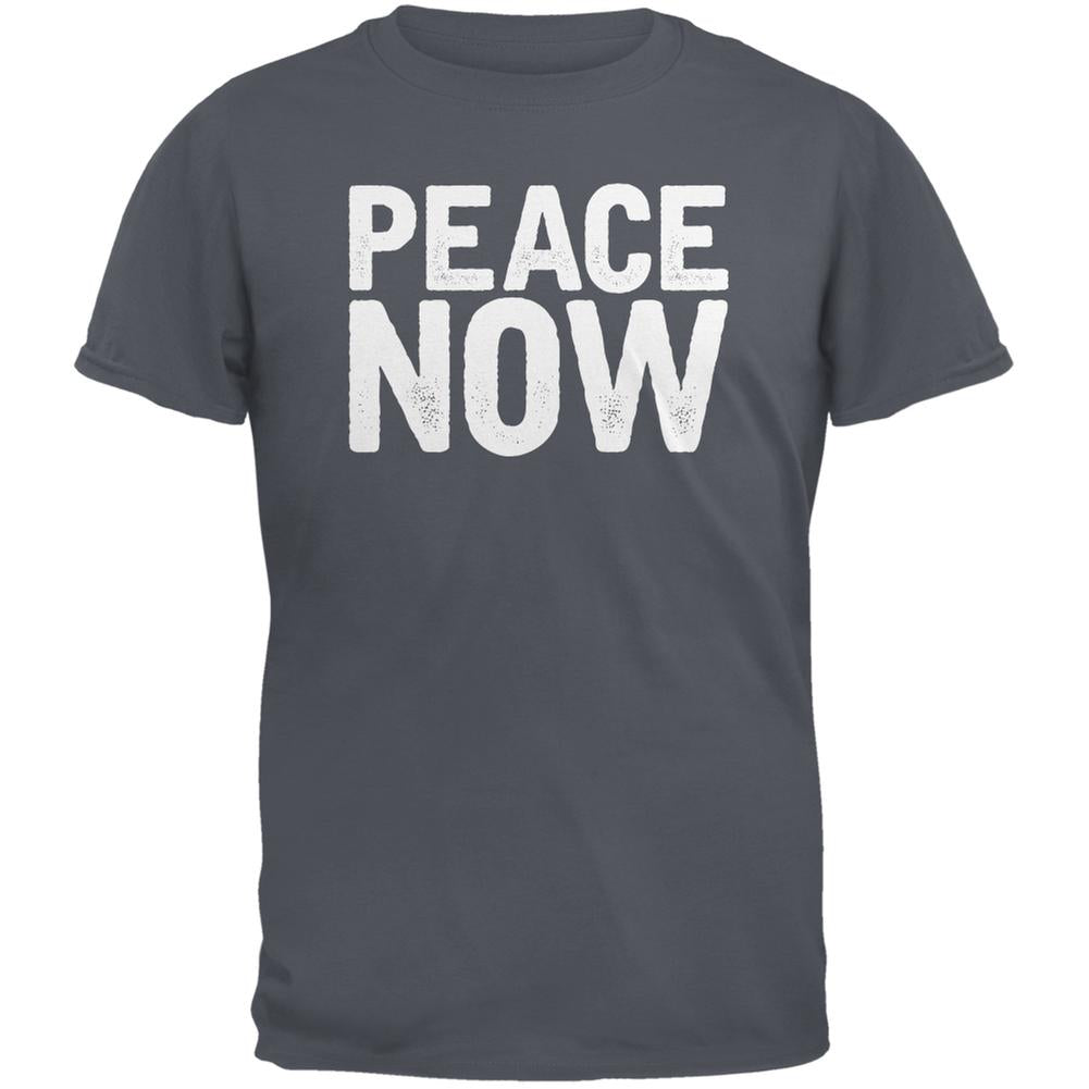 Peace Now Charcoal Grey Adult T-Shirt Men's T-Shirts Old Glory 2XL Grey 