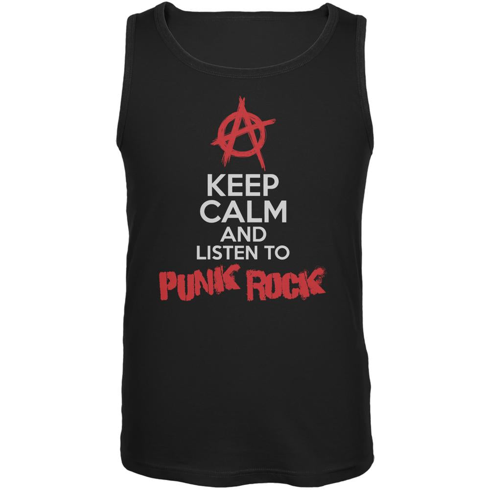 Keep Calm And Listen To Punk Rock Black Adult Tank Top Men's Tank Tops Old Glory 2XL Black 