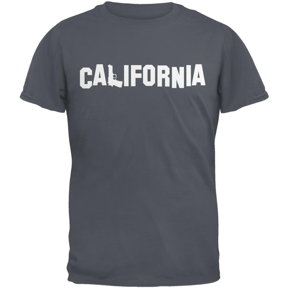 California Pistol Charcoal Grey Adult T-Shirt Men's T-Shirts Old Glory 2XL Grey 