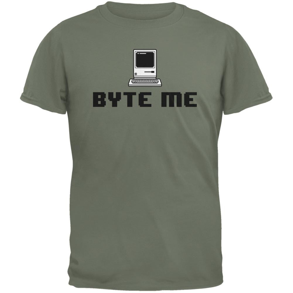 Byte Me Military Green Adult T-Shirt Men's T-Shirts Old Glory 2XL Green 