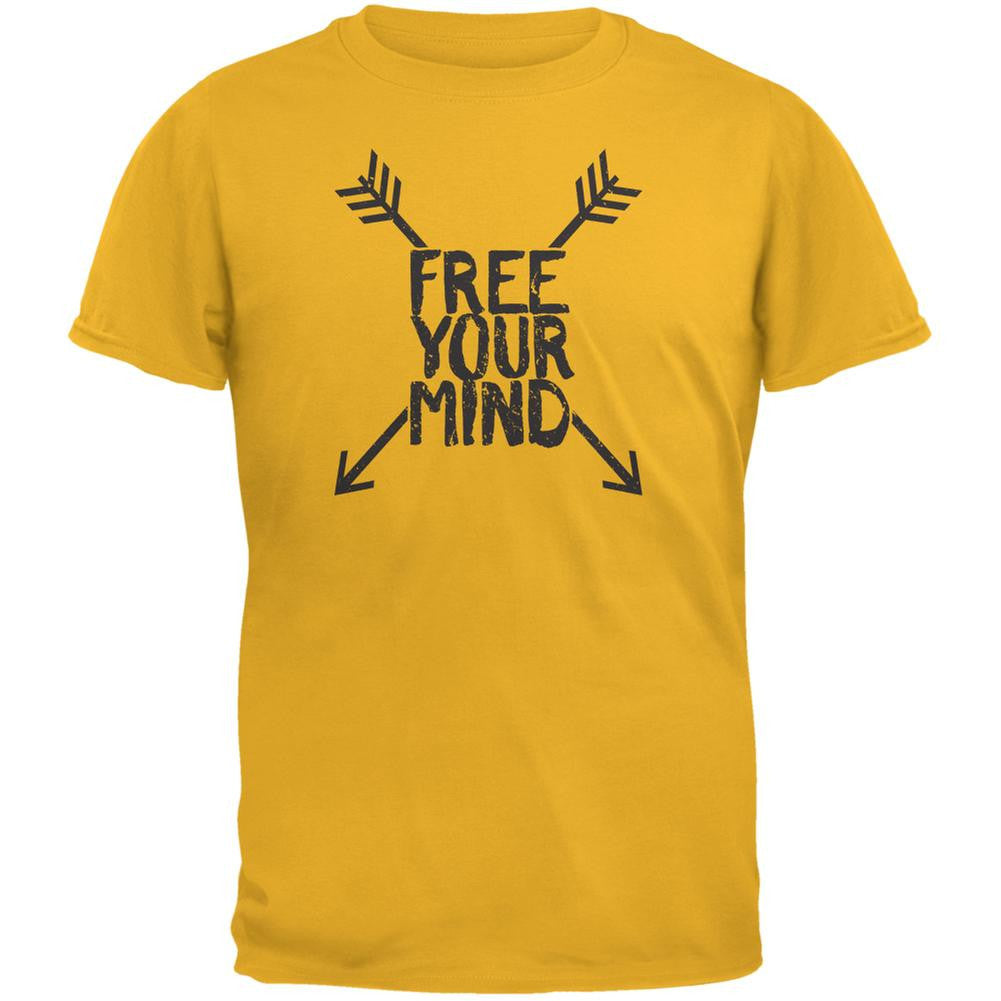 Free Your Mind Gold Adult T-Shirt Men's T-Shirts Old Glory 2XL Yellow 