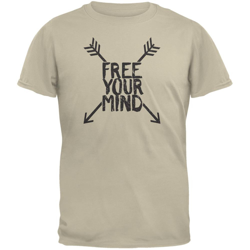 Free Your Mind Sand Adult T-Shirt Men's T-Shirts Old Glory 2XL Off-White 