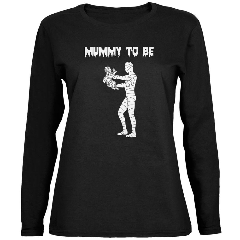 Halloween Mommy Mummy To Be Black Womens Long Sleeve T-Shirt Women's Long Sleeves Old Glory 2XL Black 