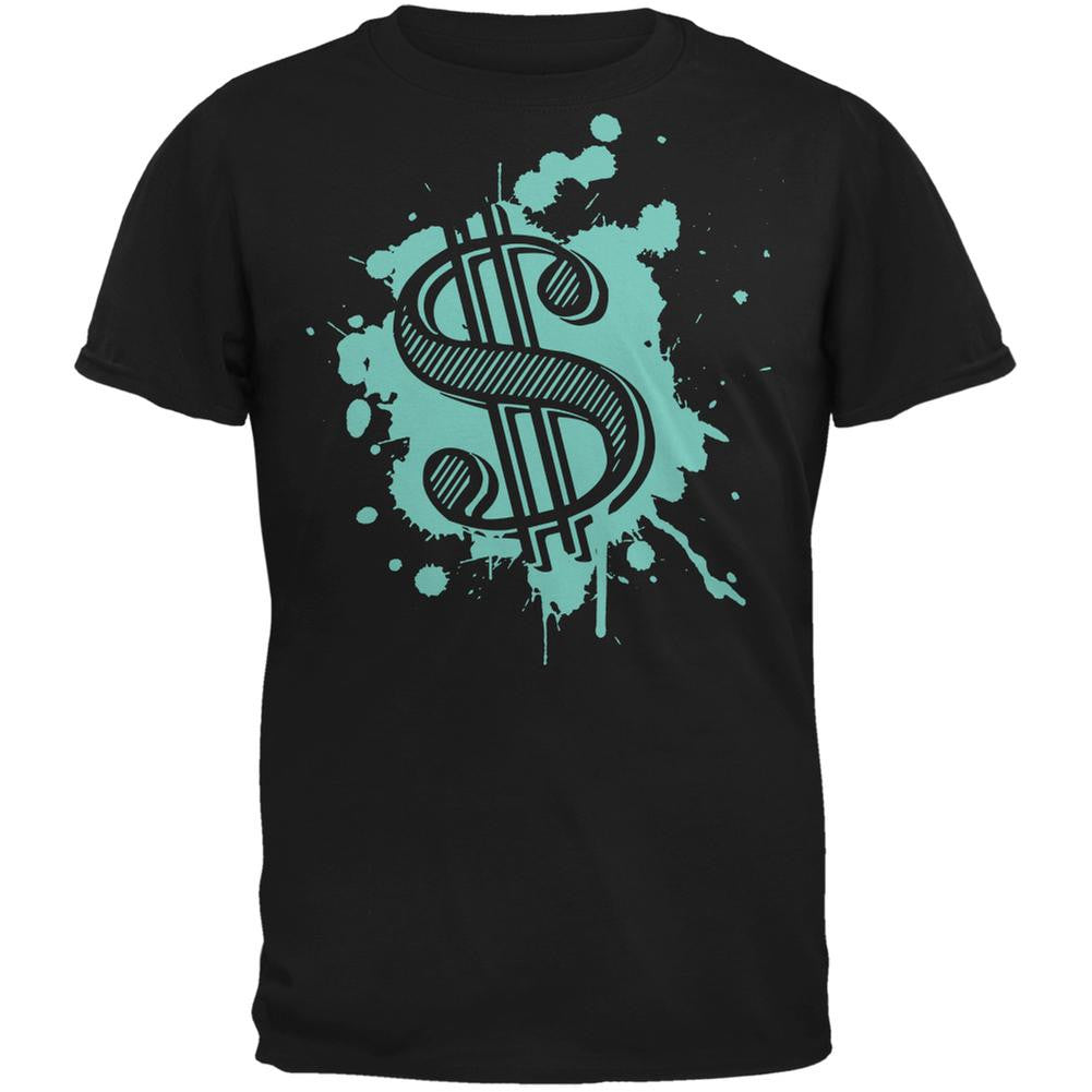 Splatter Dollar Sign Black Adult T-Shirt Men's T-Shirts Old Glory 2XL Black 