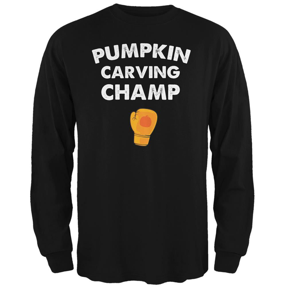 Halloween Pumpkin Carving Champ Black Adult Long Sleeve T-Shirt Men's Long Sleeves Old Glory 2XL Black 