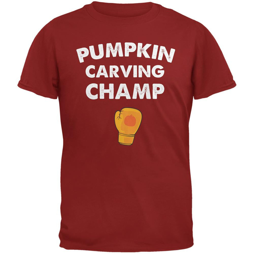 Halloween Pumpkin Carving Champ Cardinal Red Adult T-Shirt Men's T-Shirts Old Glory 2XL Red 