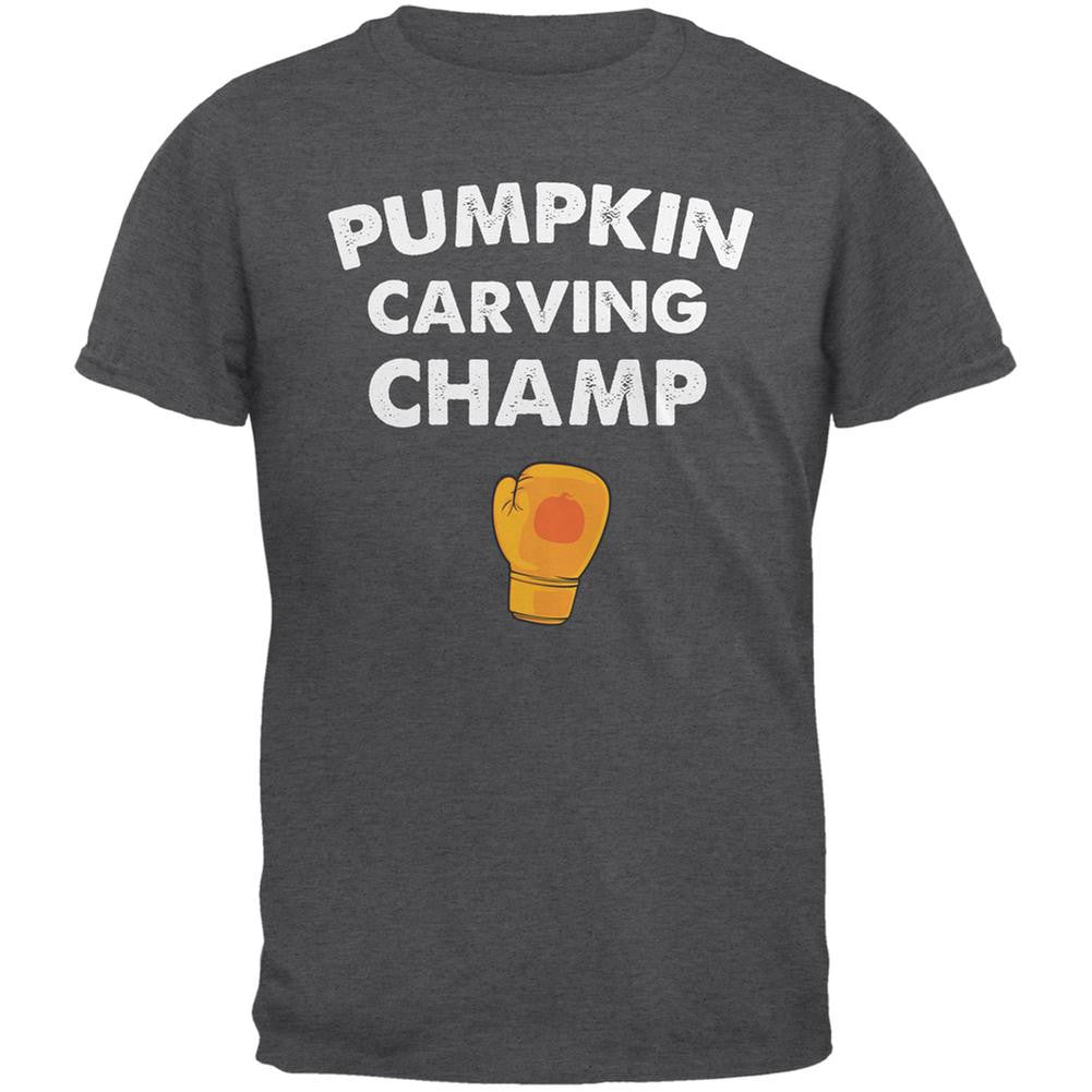 Halloween Pumpkin Carving Champ Dark Heather Adult T-Shirt Men's T-Shirts Old Glory 2XL Grey 