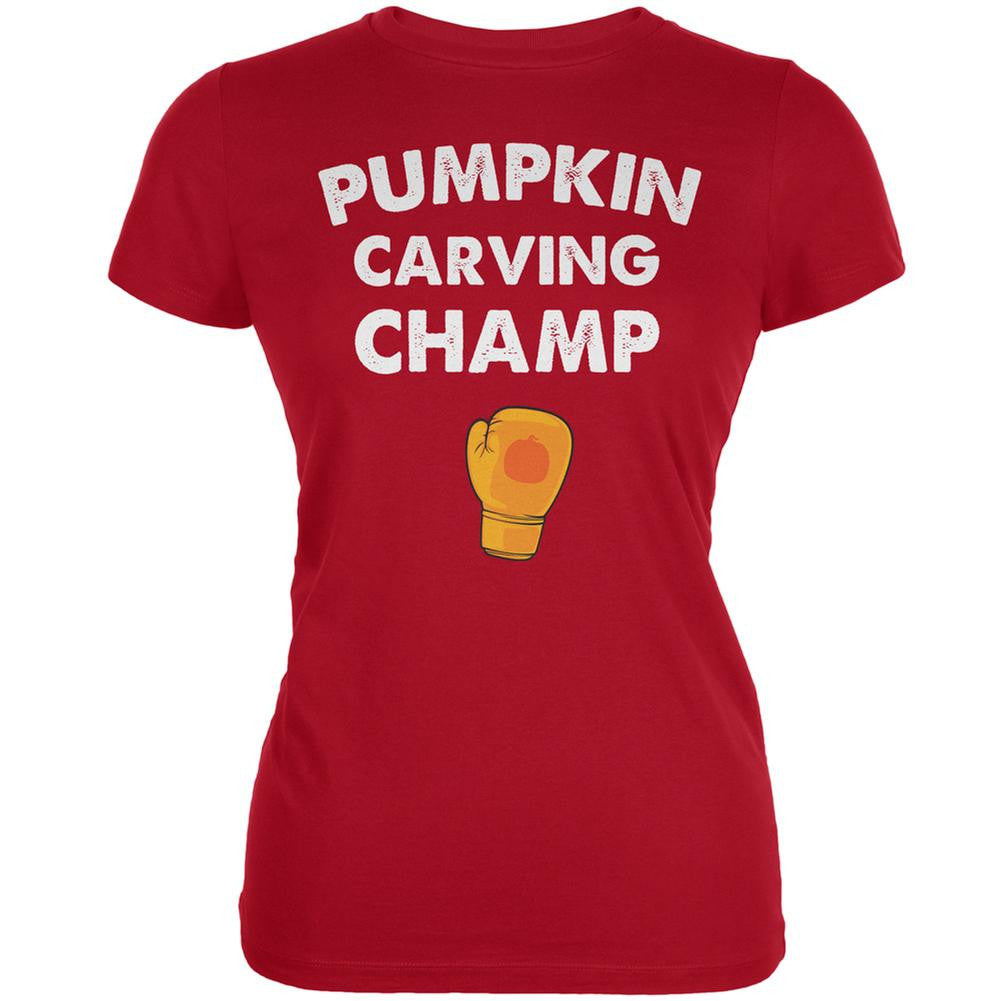 Halloween Pumpkin Carving Champ Red Juniors Soft T-Shirt Juniors T-Shirts Old Glory 2XL Red 