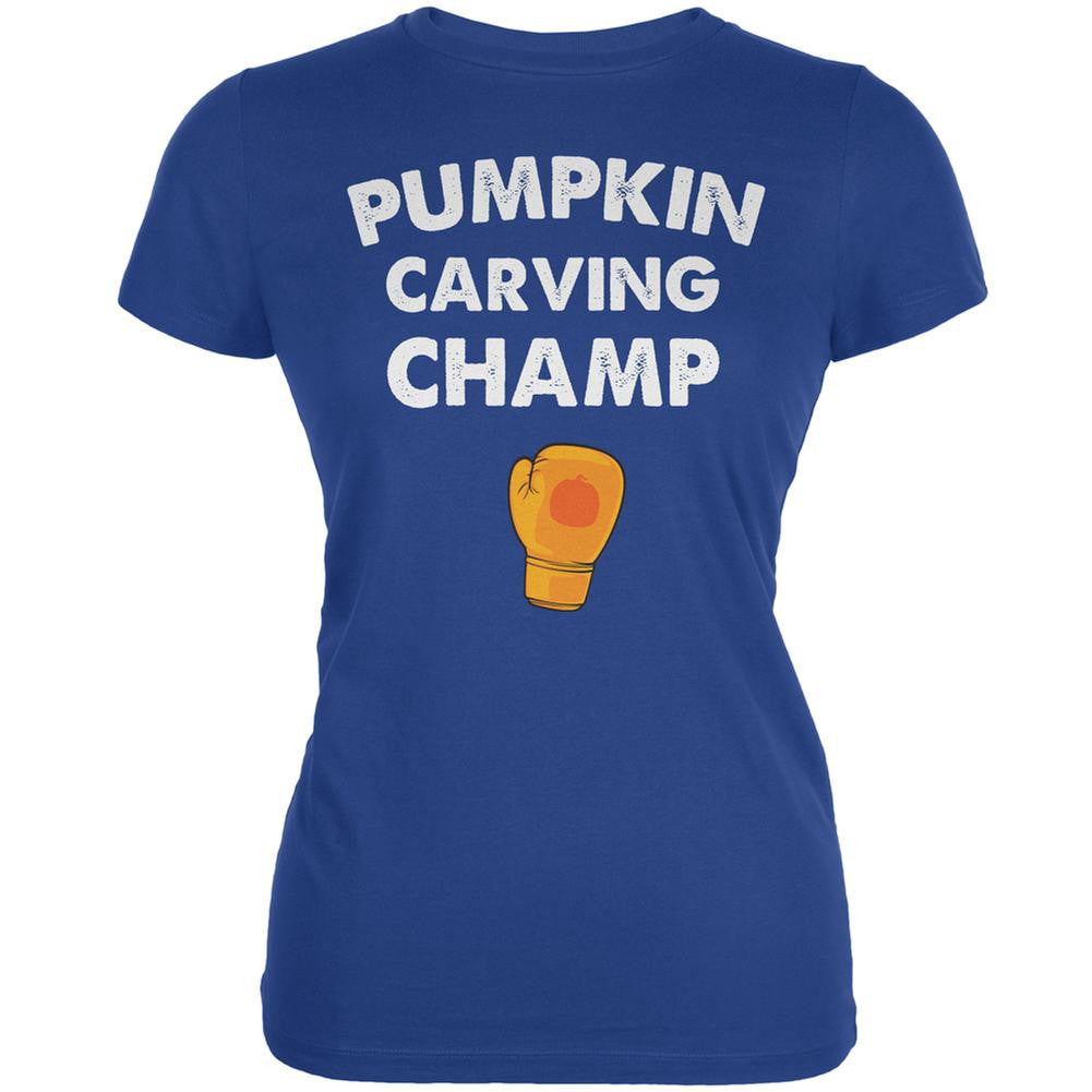 Halloween Pumpkin Carving Champ Royal Juniors Soft T-Shirt Juniors T-Shirts Old Glory 2XL Blue 